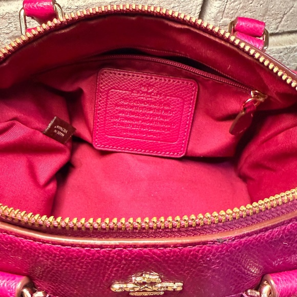 Coach Mini Bennett Pebbled Leather Satchel Crossbody – Magenta